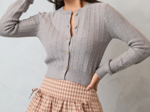 Aniston Grey Scallop Detail Cardigan FINAL SALE