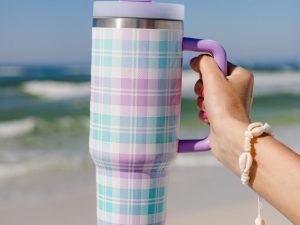 Sippin' Pretty In Tori Plaid 40 oz Drink Tumbler With Lid And Straw FINAL SALE