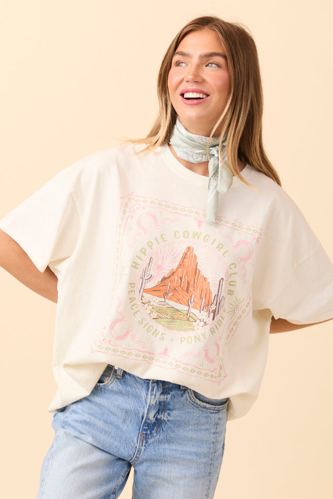 Hippie Cowgirl Club Off White Oversized Graphic Tee - Image 5