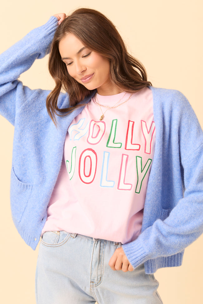 Holly Jolly Light Pink Graphic Tee