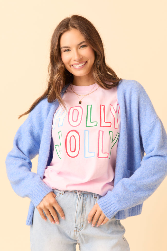 Holly Jolly Light Pink Graphic Tee - Image 4