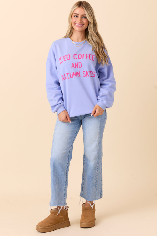 Iced Coffee And Autumn Skies Periwinkle Graphic Sweatshirt - Image 3