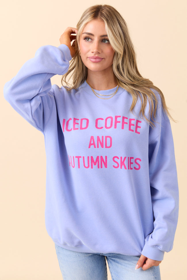 Iced Coffee And Autumn Skies Periwinkle Graphic Sweatshirt - Image 5