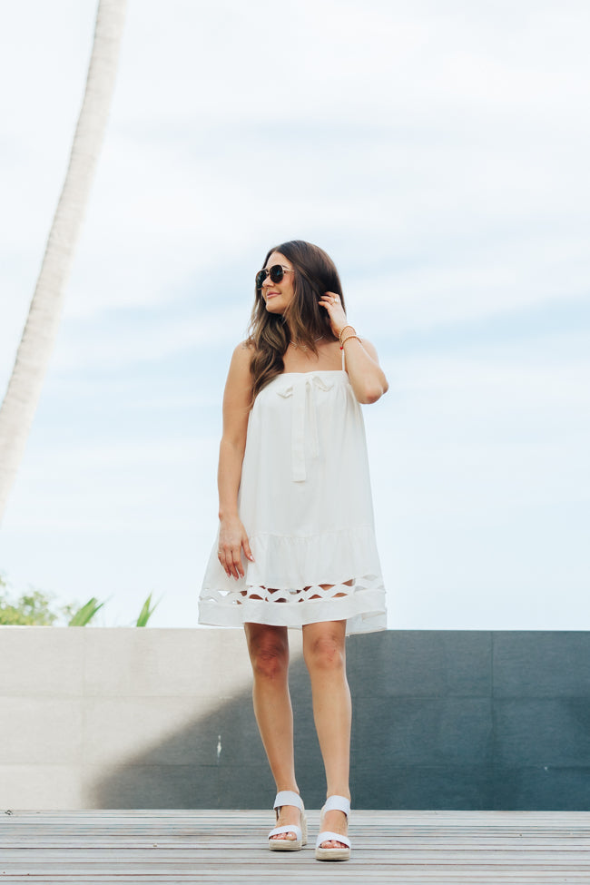 Saltwater Soul Ivory Lattice Mini Dress FINAL SALE - Image 2