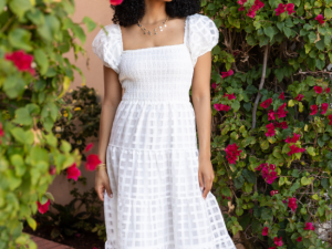 What A Feeling White Windowpane Maxi Dress FINAL SALE