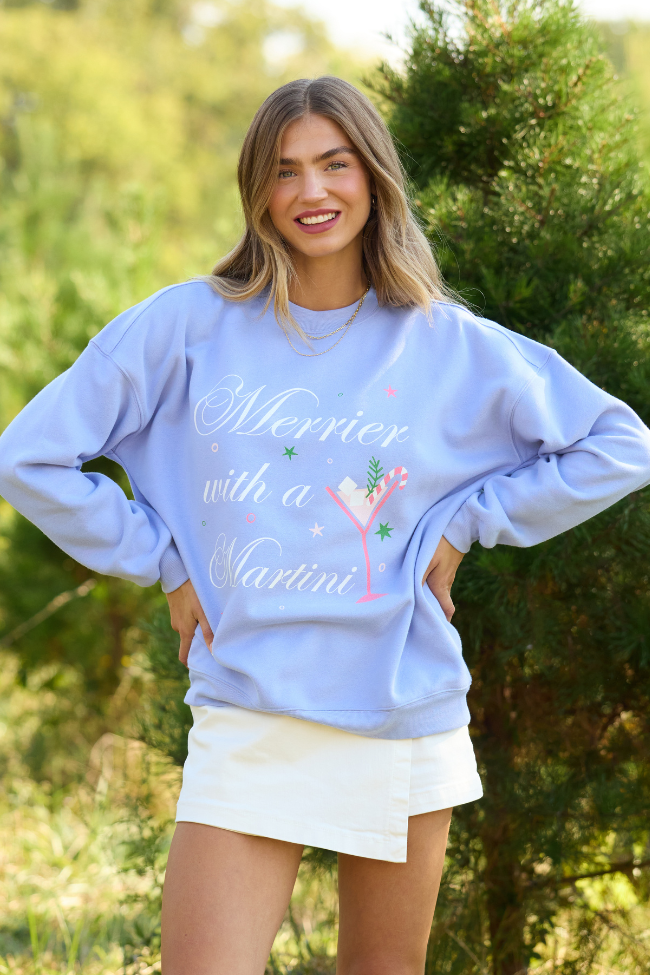 Merrier With A Martini Periwinkle Graphic Sweatshirt - Image 6